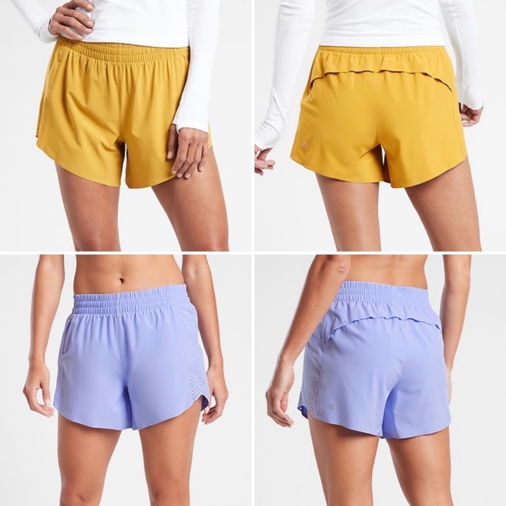 {BUNDLE} Two pair of Athleta Hustle 4.5” Shorts! In Oxidized Yellow & Periwinkle